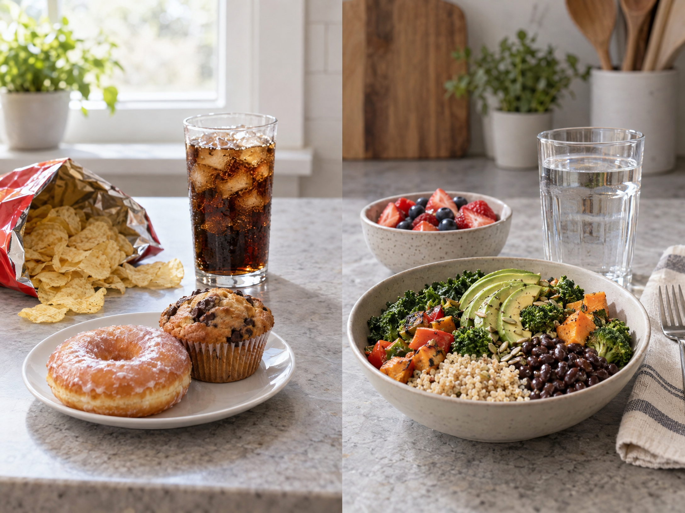 Illustrative comparison of convenience foods and a balanced meal